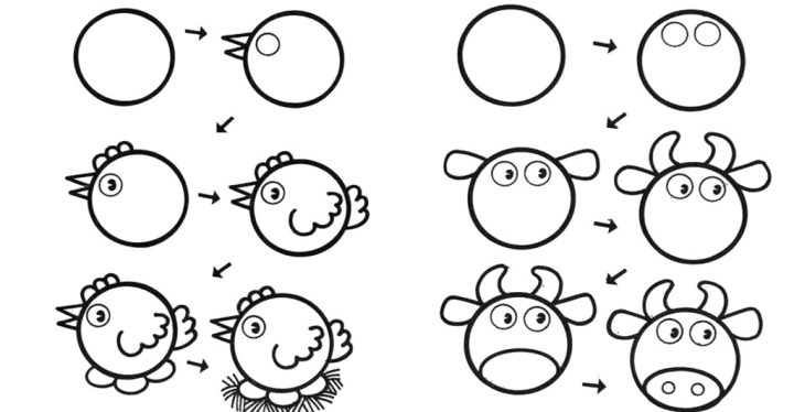 10 способов научить ребёнка рисовать животных из кругов