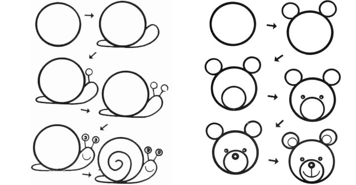 10 способов научить ребёнка рисовать животных из кругов