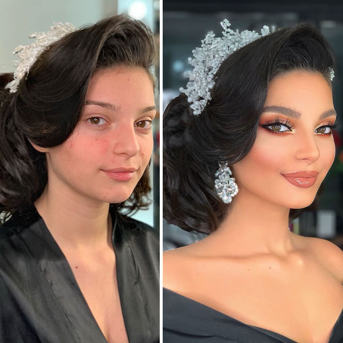 11 фото, сделанных до и после свадебного макияжа
